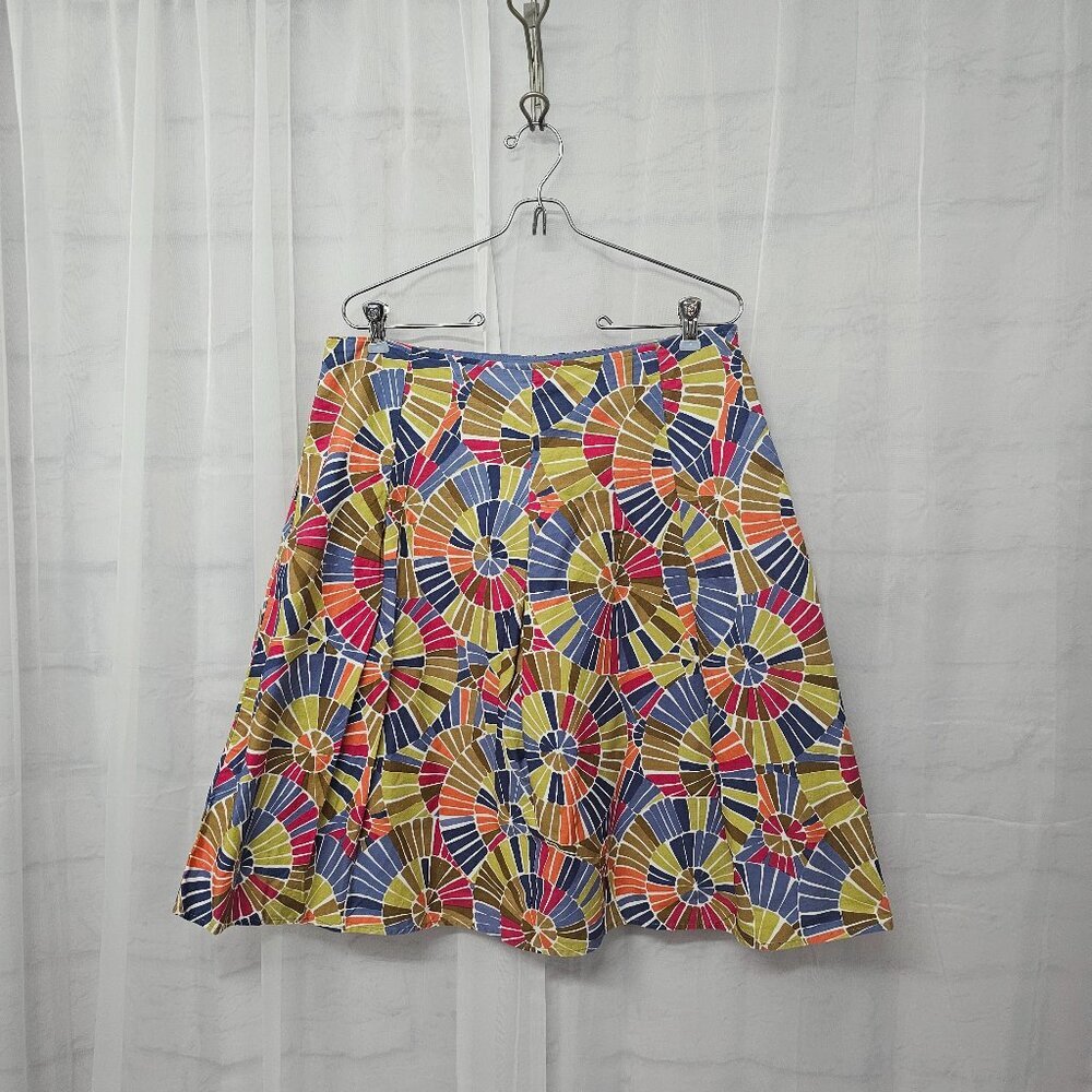 Vintage Talbots Skirt Blue Green Kaleidoscope A-line Peasant Boho 12